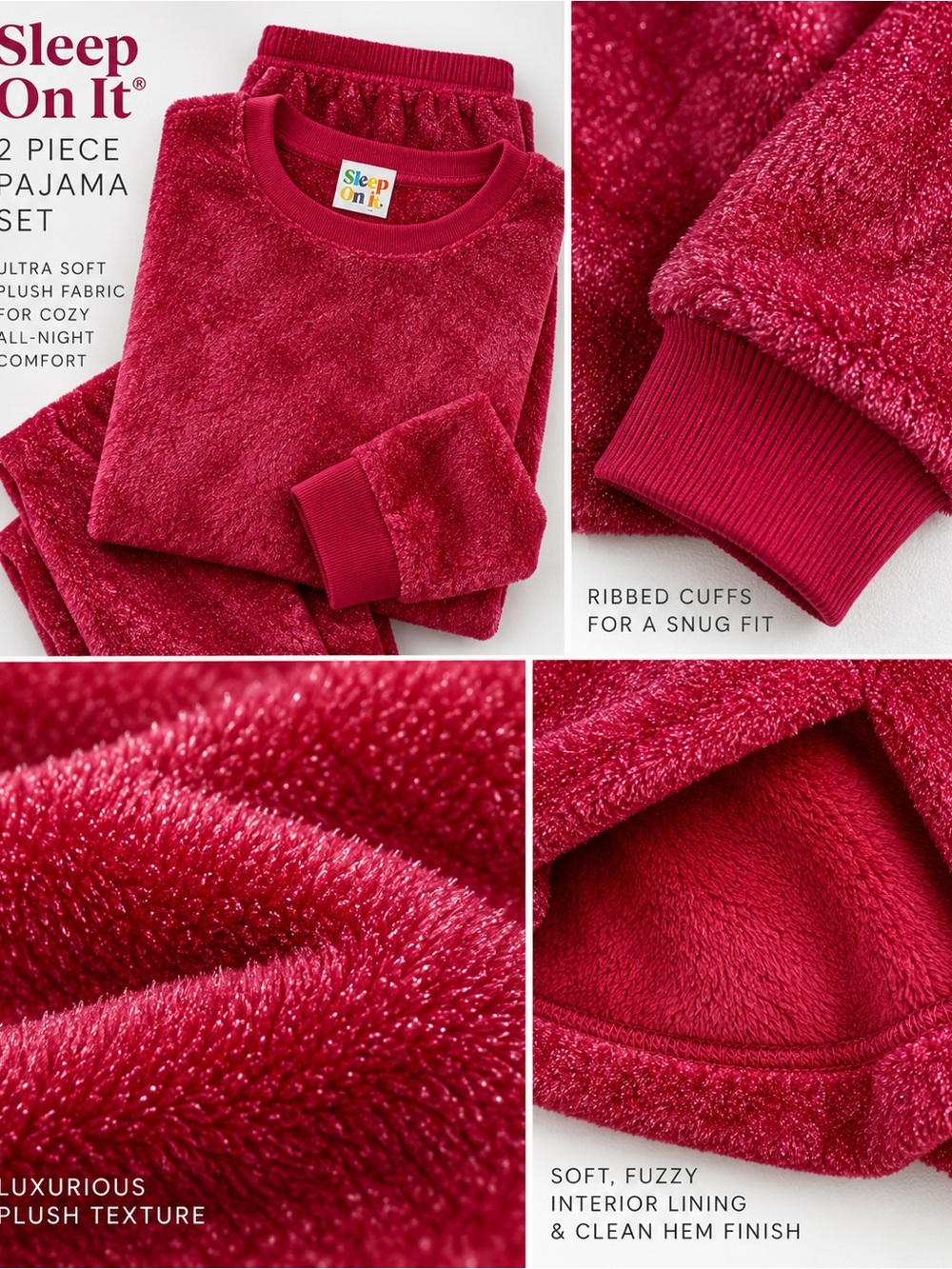 Sleep On It 2-Piece Plush Pajama Set – Girls L 14/16 – NWT